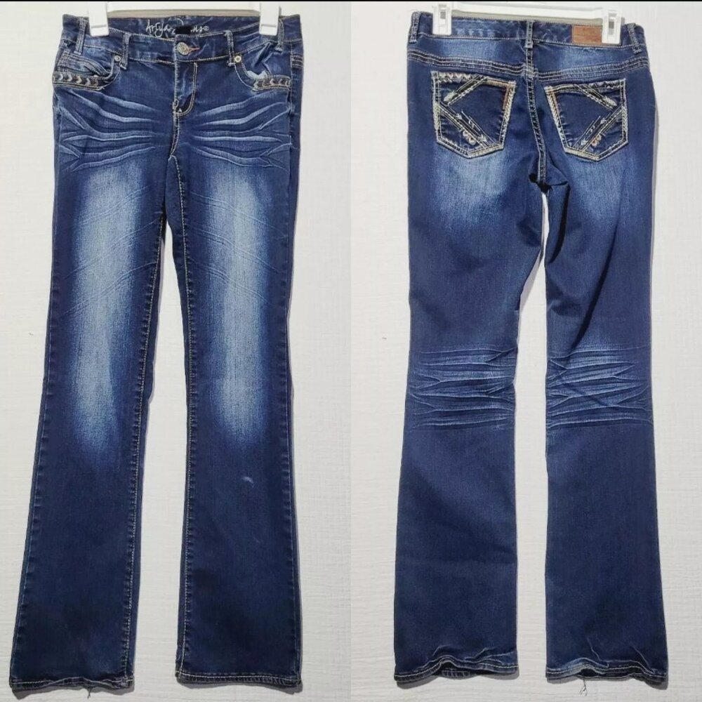 ARIYA JEANS Women's Size 5 6 5/6 Flare Straight Dark wash blue jeans